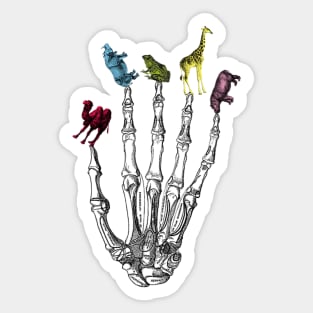 colorful animals on creepy fingertips Sticker